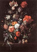 RUYSCH, Rachel Still-Life with Bouquet of Flowers and Plums af China oil painting reproduction